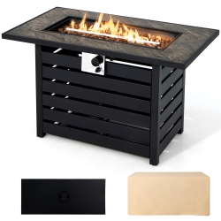 COSTWAY 42" Rectangular Propane Fire Pit Table 50, 000 Btu W/ Lava Rocks & Pvc Cover