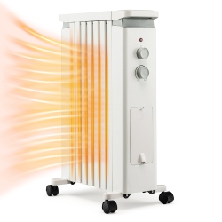 COSTWAY 1500W Oil Filled Radiator Heater Electric Space Heater W/ Heat Settings