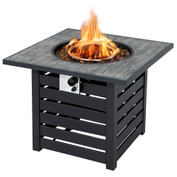 COSTWAY 32" Square Propane Fire Pit Table for Patio W/lava Rocks Rain Cover 50, 000 Btu