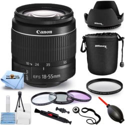 CANON Ef-S 18-55MM F/3.5-5.6 Iii Zoom Lens Filter Kit Bundle - New In Box In White
