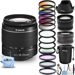 CANON Ef-S 18-55MM F/3.5-5.6 Iii Zoom Lens Filter Kits Bundle - New In Box In White