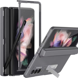 HLD Miimall Compatible Samsung Z Fold 3 Case With Pen Holder, Galaxy Z Fold 3 Case With Hinge Protector, Built-In Screen Protect
