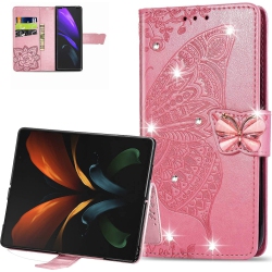HLD Ccsmall Wallet Case for Samsung Galaxy Z Fold 4 5G, 3D Butterfly Flower Pu Leather With Credit Card Slots Holder Magnetic Cl