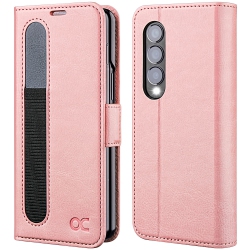 HLD Ocase Compatible With Samsung Galaxy Z Fold 4 Case Wallet, Pu Leather Fold Folio Case With Card Slots Kickstand Rfid Bl