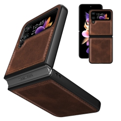 HLD Feitenn for Galaxy Z Flip 4 Case, Flip Phone Case Compatible With Samsung Galaxy Z Flip 4 5G 2022 (Brown)