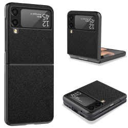 HLD Galaxy Z Flip 3 5G Case (2021), Cnarery Pu Leather Hard Phone Cover Ultra-Thin Protective Cover Case for Samsung Galaxy Z Fli