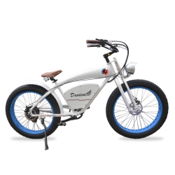 DEMON ELECTRIC Davient 500W 26-In Vintage Cruiser Fat-Tire Electric Bike, 40-55Km Battery Range, Tektro Hydraulic Brakes, Shimano 7 Speed Gear