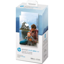 HP Sprocket Studio Plus 4 X 6” Photo Paper And Cartridges (Includes 108 Sheets And 2 Cartridges) In White