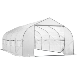 KAPSCOMOTO 20' X 10' X 7' Large Greenhouse Gardening Plant Portable Hot House Walk-In Tunnel Tent In White