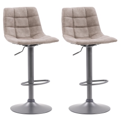 CORLIVING Dpu-830-B Palmer Adjustable Square Tufted Light Barstool, Set Of 2 In Grey