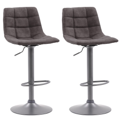 CORLIVING Dpu-831-B Palmer Adjustable Square Tufted Barstool, Set Of 2 In Grey