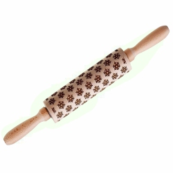 ISTAR Christmas Wooden Rolling Pins With Embossing, Natural Wood Star Carved Engraved Rolling Pin for Baking Cookies