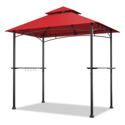 GYMAX 8' X 5' Bbq Grill Gazebo 2-Tier Barbecue Canopy Vented Top Shelves Shelter