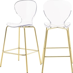 MERIDIAN FURNITURE Clarion 27.5"h Counter Stool In (Set Of 2) In Gold