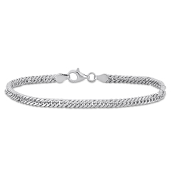 AMOUR Double Curb Link Chain Bracelet In Silver