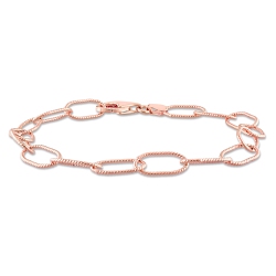 AMOUR Rolo Chain Bracelet Silver In Pink