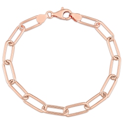 AMOUR Paperclip Chain Bracelet Silver In Pink