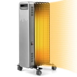 COSTWAY 1500W Oil-Filled Radiator Heater Portable Electric Space Heater 3 Heat Settings