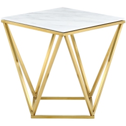 MERIDIAN FURNITURE Mason Genuine Marble End Table In In Gold