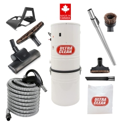 ULTRA CLEAN Sc100 Heavy Duty Powerful Central Vacuum System –With Air Turbo Nozzle, Hose & Accessories-Ideal for Hardwood Floors, Area Rugs &