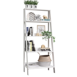 MADESA Modern 5-Tier Ladder Shelf Pantry Storage Space 24 Inch Wooden Free Standing Bookshelf Utility Shelves for Home Office Study Room And Kitchen