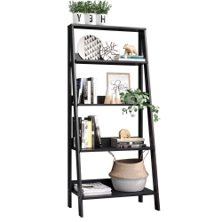 MADESA Modern 5-Tier Ladder Shelf Pantry Storage Space 24 Inch Wooden Free Standing Bookshelf Utility Shelves for Home Office Study Room And Kitchen
