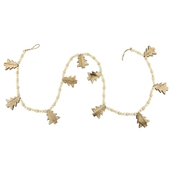 NORTHLIGHT 6' X 3" Christmas Trees And Beads Wooden Garland