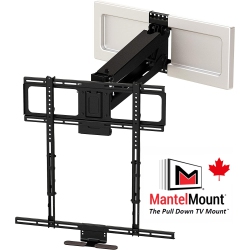 MANTELMOUNT Mm540 Above Fireplace Pull Down Tv Mount - With Patented Heat-Sensor Handles, Soundbar Attac
