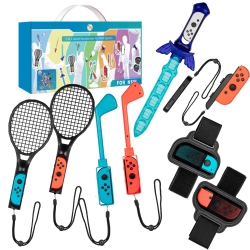 HLD 2022 Switch Accessories Bundle Compatible With Nintendo Switch/switch Oled, Mviioe Switch Bundle With Leg Straps, Tennis Rac