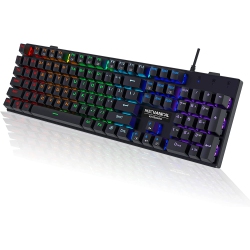 DOLAER Mechanical Gaming Keyboard, RGB 104 Keys Ultra-Slim Rainbow Led Backlit USB Wired Keyboard \w Switches, Durable Abs