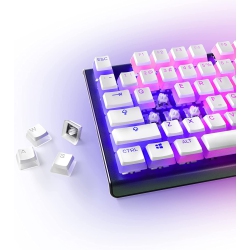 DOLAER S Prismcaps - Double Shot Pudding-Style Keycaps - Durable Pbt Thermoplastic - Compatible With A Wide Range Of Mechanical Keyboards - In White