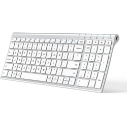 DOLAER I Bk10 Bluetooth Keyboard, Multi Device Keyboard Rechargeable Bluetooth 5.1 \w Number Pad Ergonomic Design Full Size Stable Connection