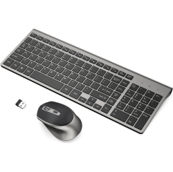 DOLAER J Wireless Keyboard \w Mouse, 2.4G Thin Wireless Keyboard And Mouse Combo, Ergonomic, Full Size, Compact, Slim for PC, Mac, Imac, Desktop