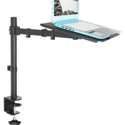 DOLAER Single Laptop Notebook Desk Mount Stand, Fully Adjustable Extension With C-Clamp, Fits Up to 17 Inch Laptops, Black, Stand-V001L