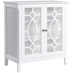 HOMCOM Sideboard Display Cabinet With Double Framed Glass Doors, 2 Adjustable Shelves, And Elevated Base In White