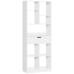 HOMCOM Tall Bookshelf With Drawer, Freestanding Bookcase With Open Shelves, Shelving Unit, Display Rack for Bedroom, Living Room, Home Office