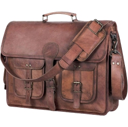 DOLAER Leather Briefcase Laptop Bag 18 Inch Handmade Messenger Bags Best Satchel By Kpl
