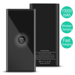 YELLOW-PRICE Power Bank 10000Mah [Cable&wireless Version] With Type-C Micro Input, Lcd Screen