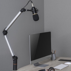 PRIMECABLES 360º Rotatable Desk Mounted Professional Microphone Boom Stand, Gaming Live Streaming Arm Stand Spring-Assisted Desk Included 3/8” To