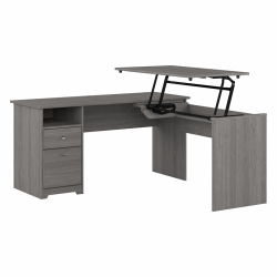BUSH Cabot 60W 3 Position Sit to Stand L Shaped Desk In Modern - Engineered Wood In Gray