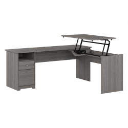 BUSH Cabot 72W 3 Position Sit to Stand L Shaped Desk In Modern - Engineered Wood In Gray