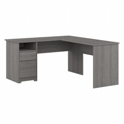 BUSH Cabot 60W L Shaped Computer Desk With Drawers In Modern - Engineered Wood In Gray