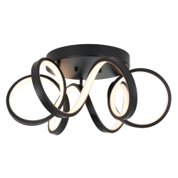 ARTIKA Swirl Ribbon Modern Flush Mount Ceiling Light Fixture In Black