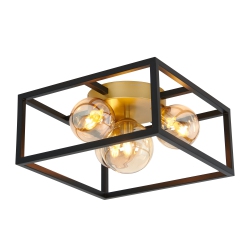 ARTIKA Griffintown Modern Flush Mount Ceiling Light Fixture And Gold In Black