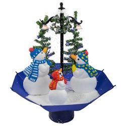 NORTHLIGHT 30" Lighted Musical Snowing Snowman Family In Umbrella Base Christmas Decoration