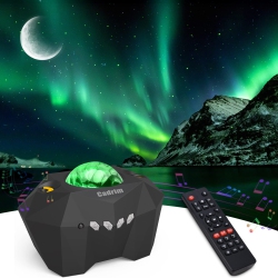 HLD Cadrim Star Light Projector Aurora With Moon, Led Laser Starry Projection Built-In Bluetooth Speaker And Remote Multi-Color