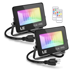 HLD Le RGB Led Flood Light, 15W Outdoor Color Changing Floodlight With Remote Control, Waterproof And Dimmable Led Security Ligh
