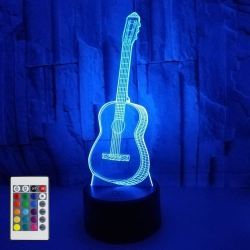 HLD Azimom 3D Guitar Illusion Lamp Night Light for Bedroom 16 Colors Changing Smart Touch Remote Control Optical Illusion Bedsid