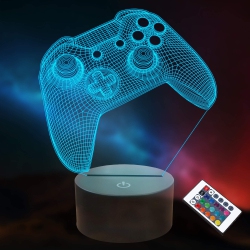 HLD 3D Gamepad Night Light, Lightzz Game Console Illusion Lamp With Remote + Touch 16 Color Flashing Changing + Timer Desk Lamps