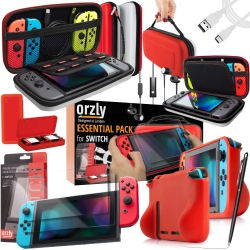 HLD Orzly Switch Accessories Bundle – Carry Case for Nintendo Switch Console (Not Oled Model) Tempered Glass Screen Protectors